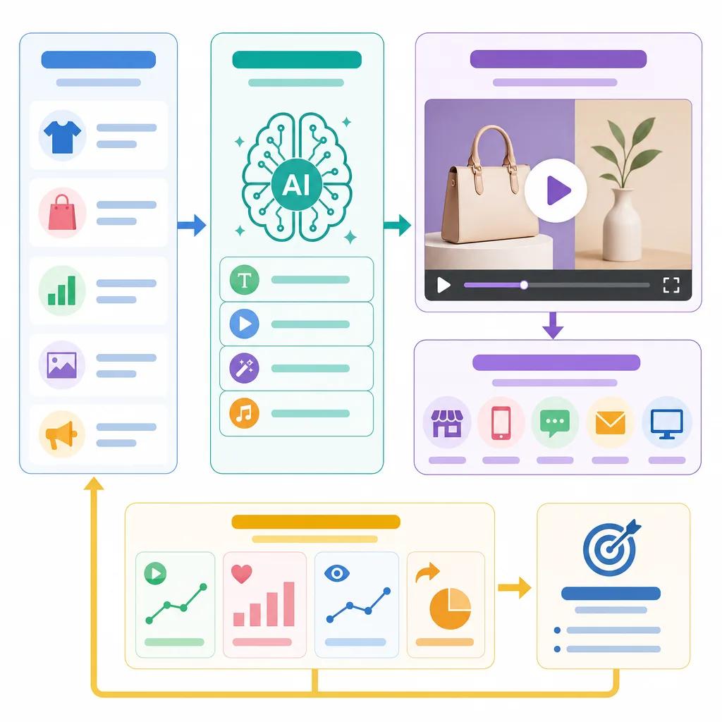 Diagram explaining ai-generated video content for retail