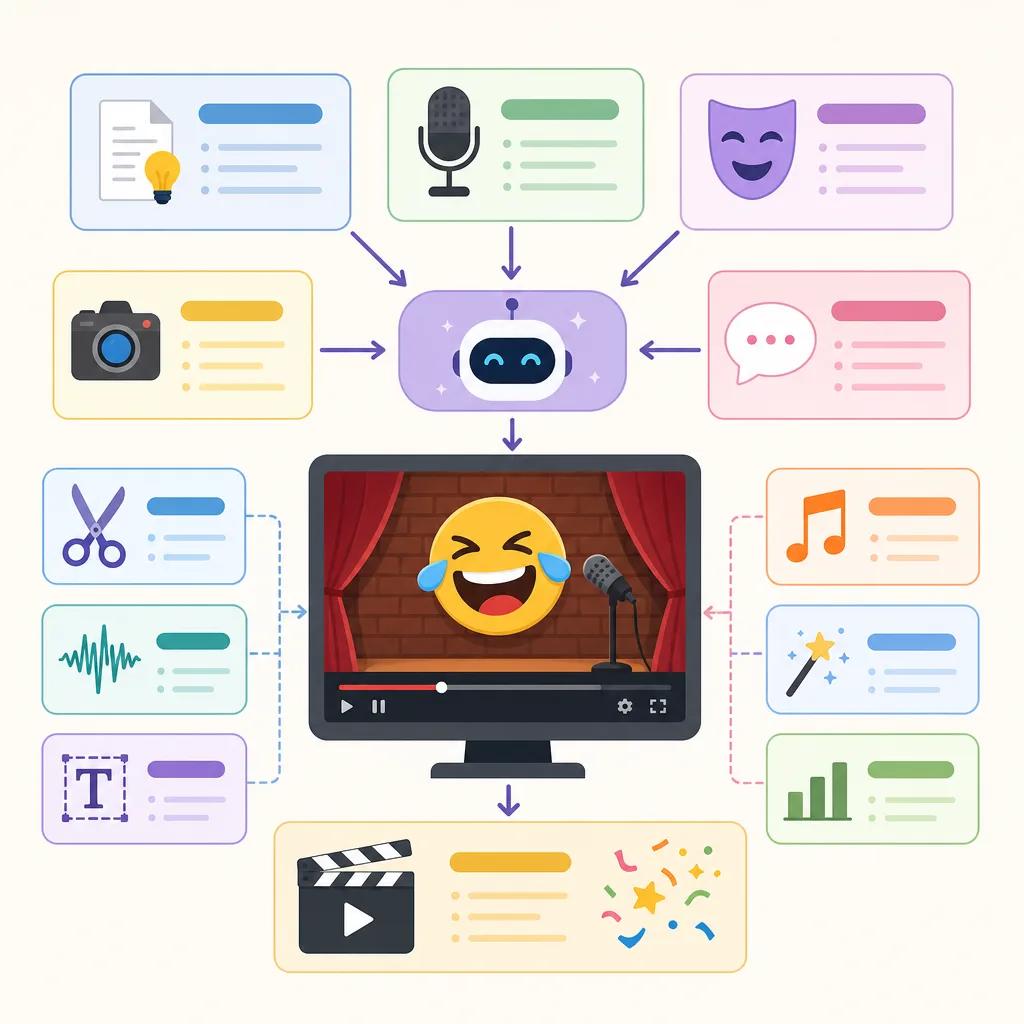 Diagram explaining ai tools for creating comedy videos