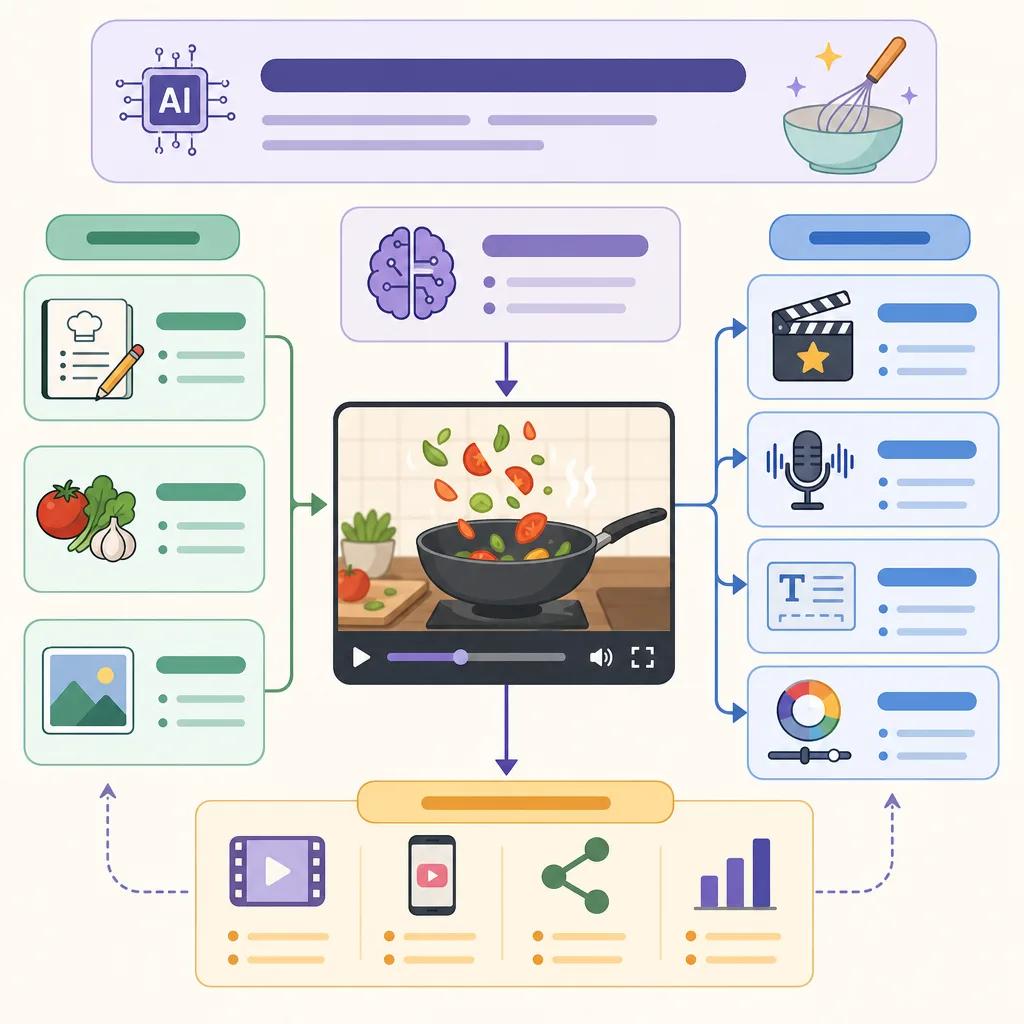 Diagram explaining ai tools for creating cooking videos