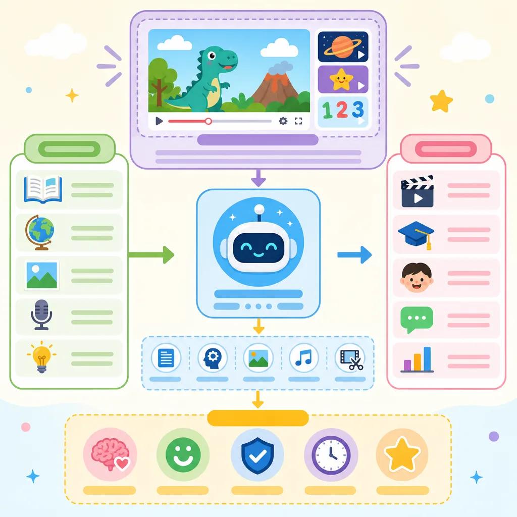 Diagram explaining ai video content for children's education