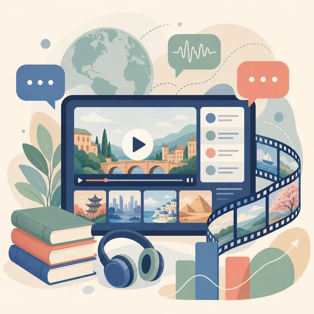 Illustration related to AI video content for language learning