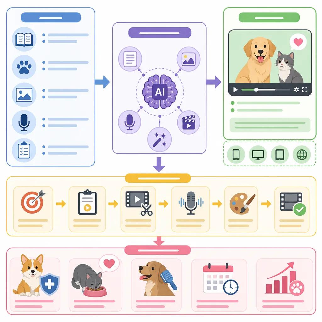 Diagram explaining ai video content for pet care