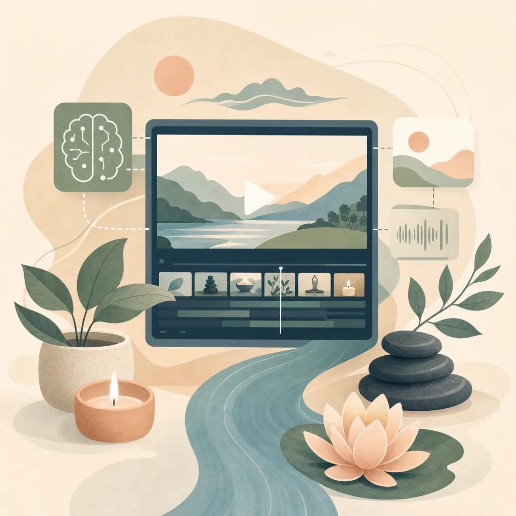 Illustration related to ai video content for wellness brands