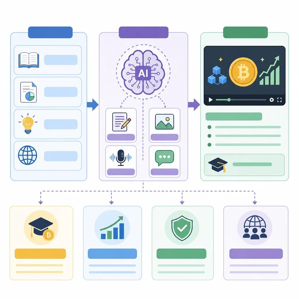Diagram explaining ai video creation for crypto education