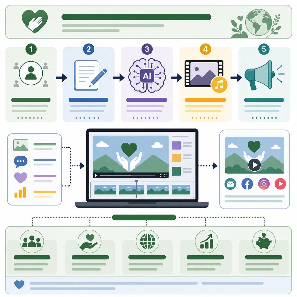 Diagram explaining ai video creation for non-profits