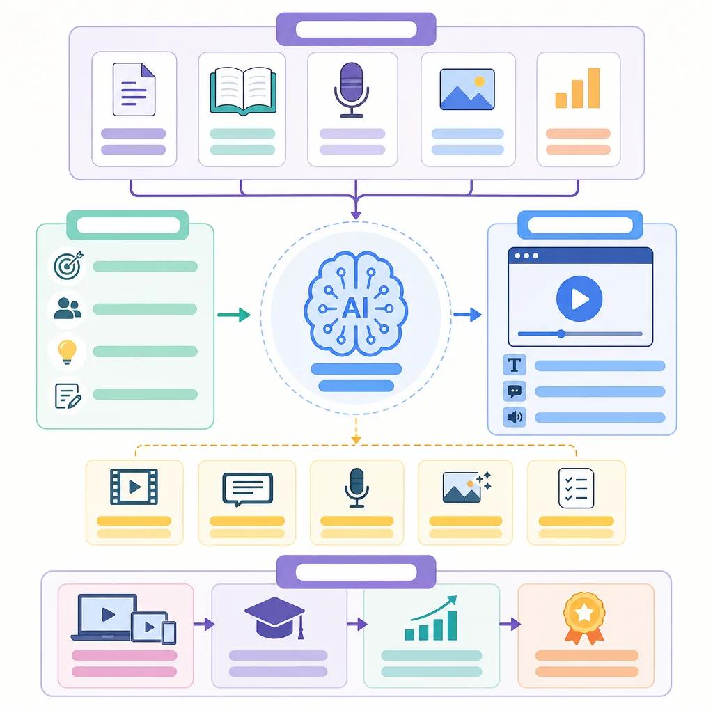 Diagram explaining ai video generation for online courses