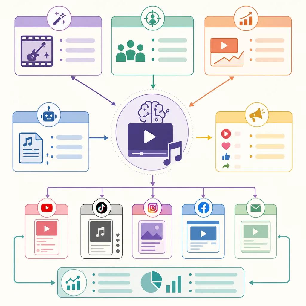 Diagram explaining ai video marketing strategies for musicians