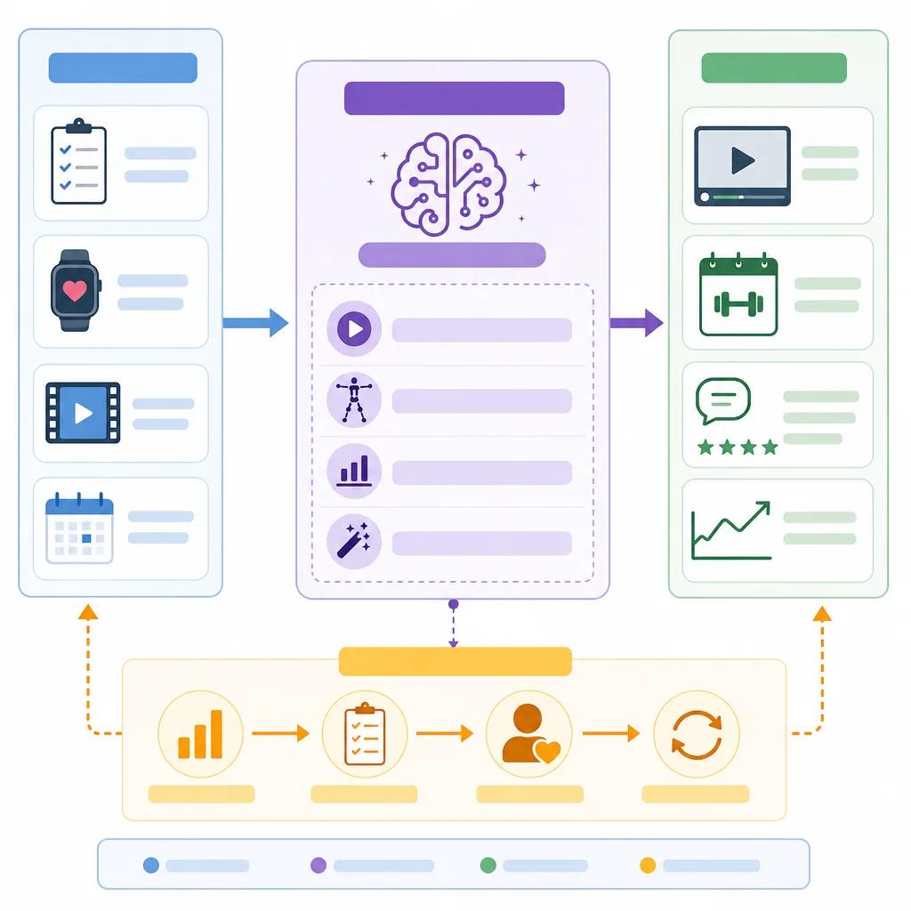 Diagram explaining ai video for online fitness coaching