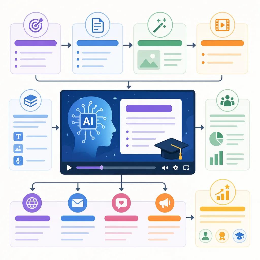 Diagram explaining AI video for promoting online courses