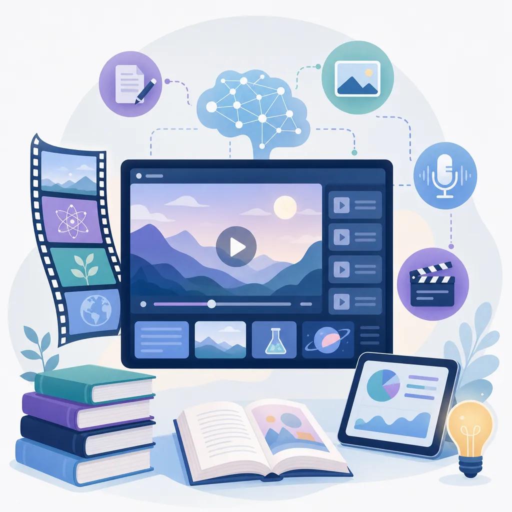 Illustration related to ai video solutions for education content