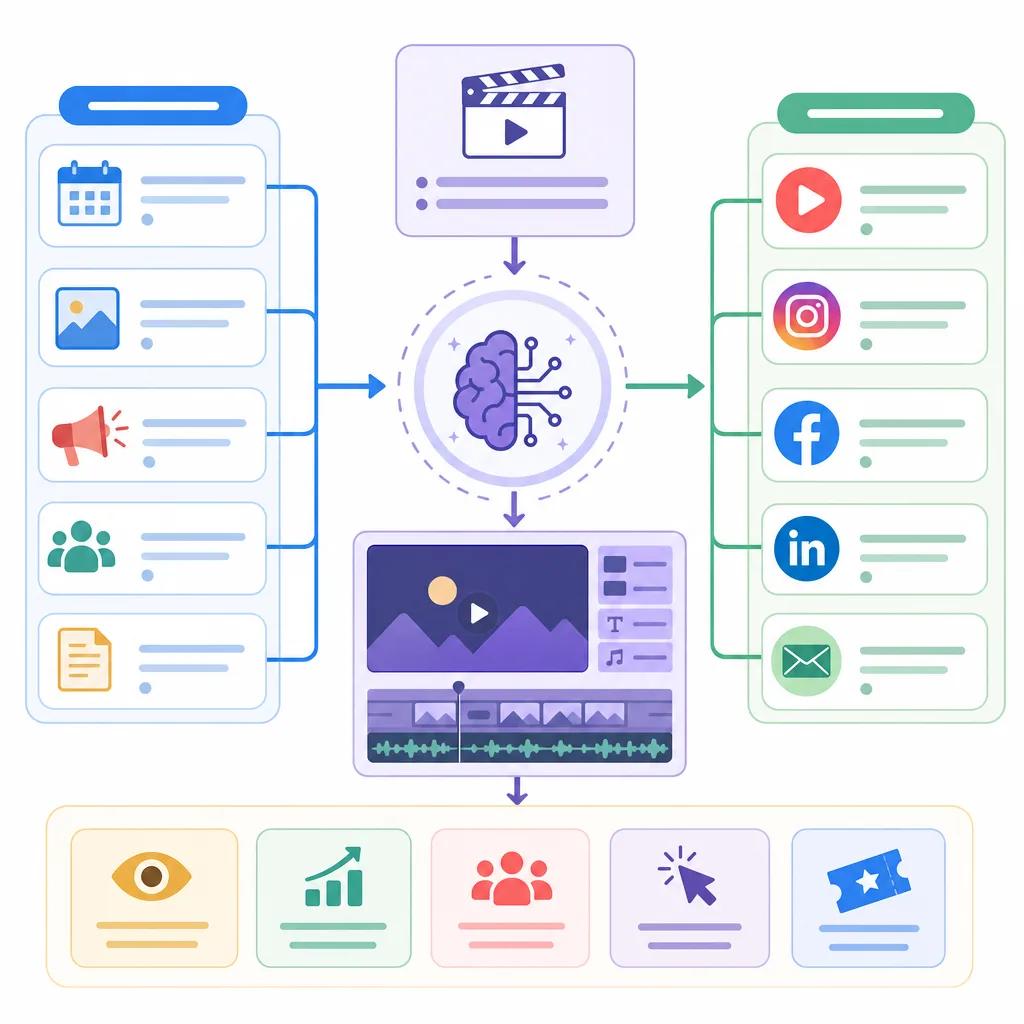 Diagram explaining AI video solutions for event promotion