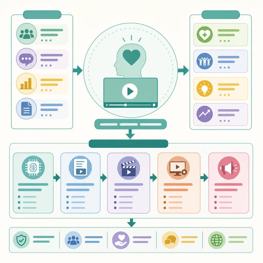 Diagram explaining ai video strategies for mental health awareness