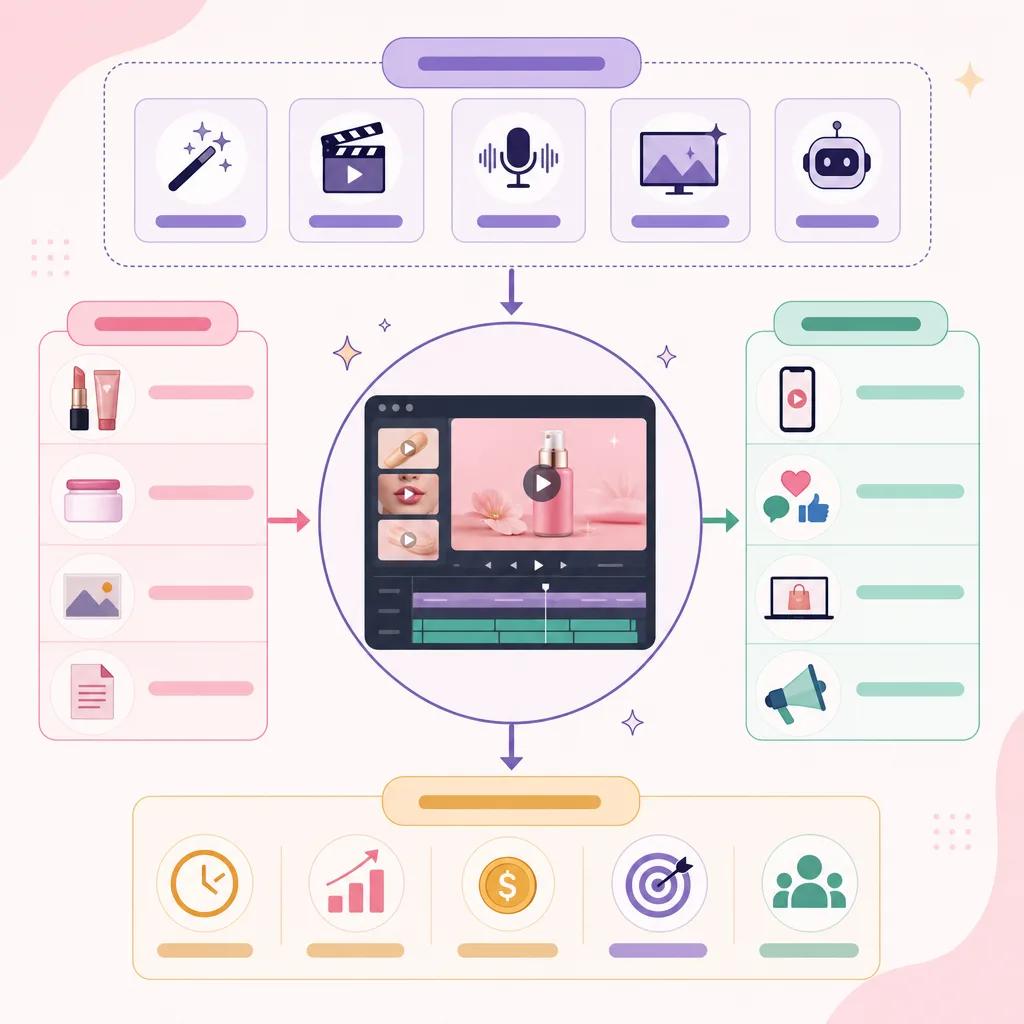 Diagram explaining ai video tools for beauty brands