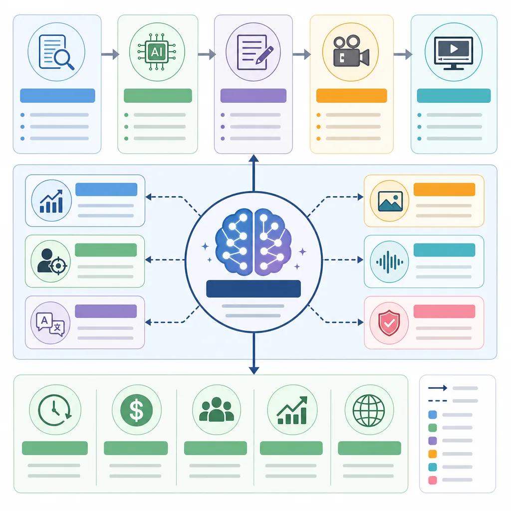 Diagram explaining best ai strategies for news video production