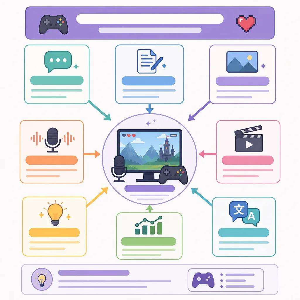 Diagram explaining best ai tools for content creators in gaming