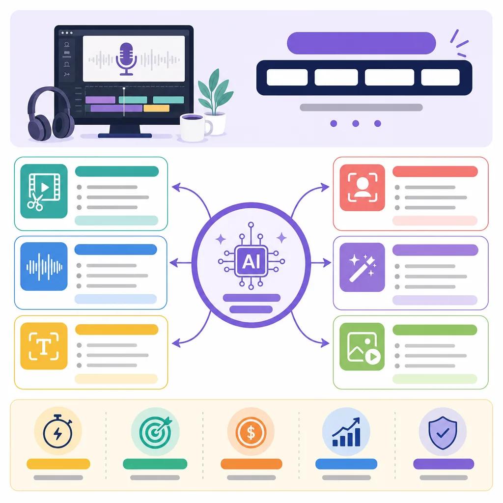 Diagram explaining best ai tools for podcast video editing