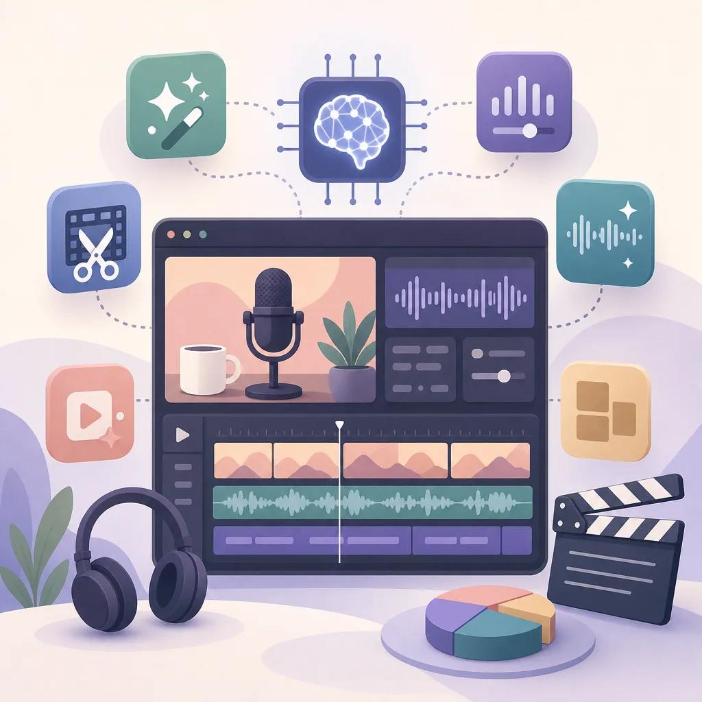 Illustration related to best ai tools for podcast video editing