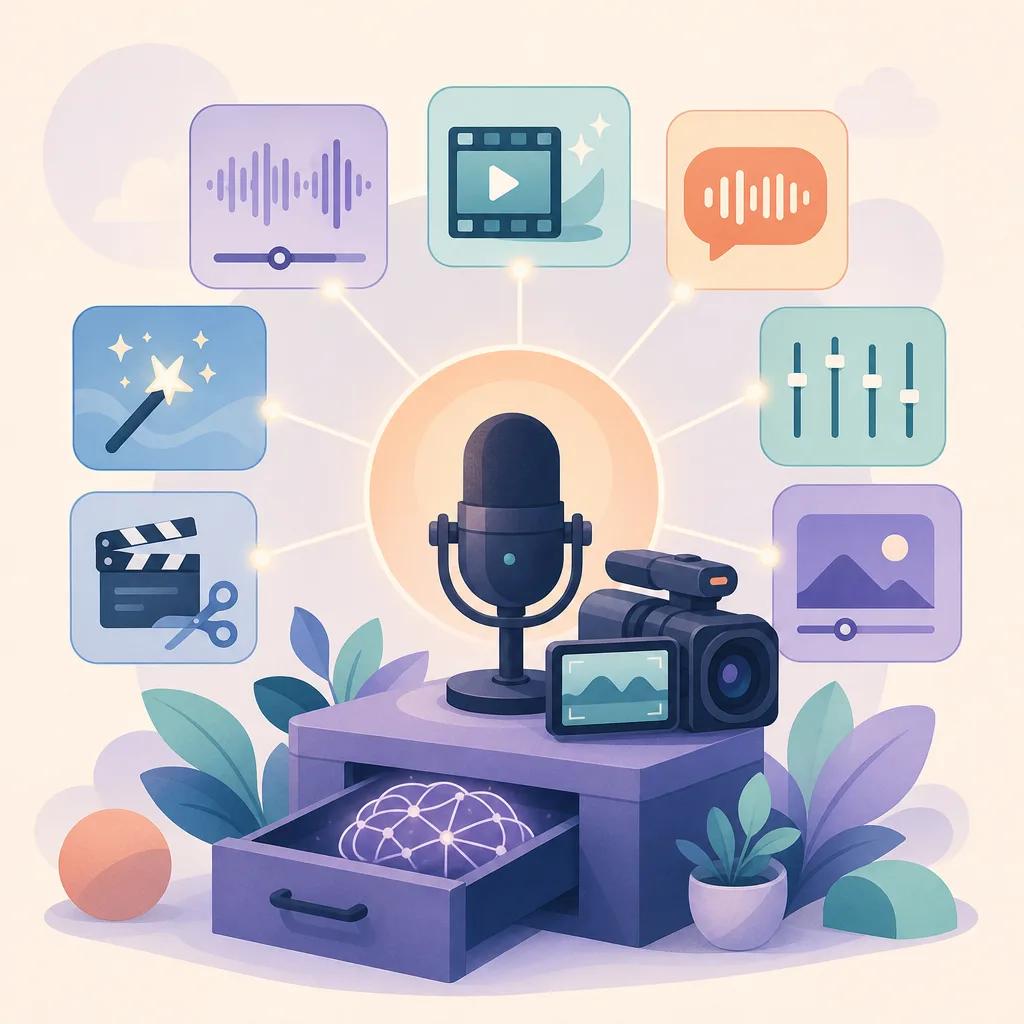 Illustration related to best ai tools for video podcasting