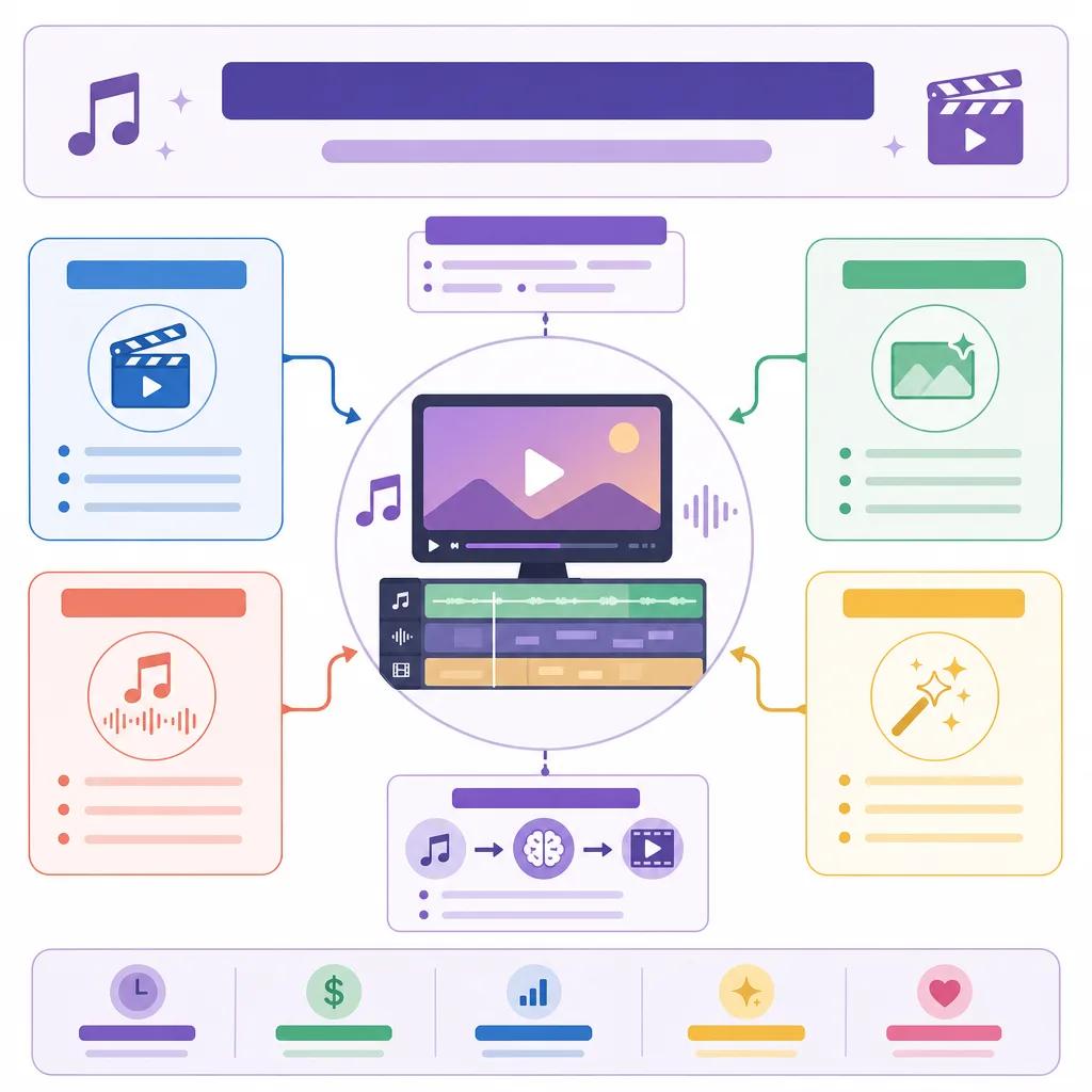 Diagram explaining best ai video tools for music creators