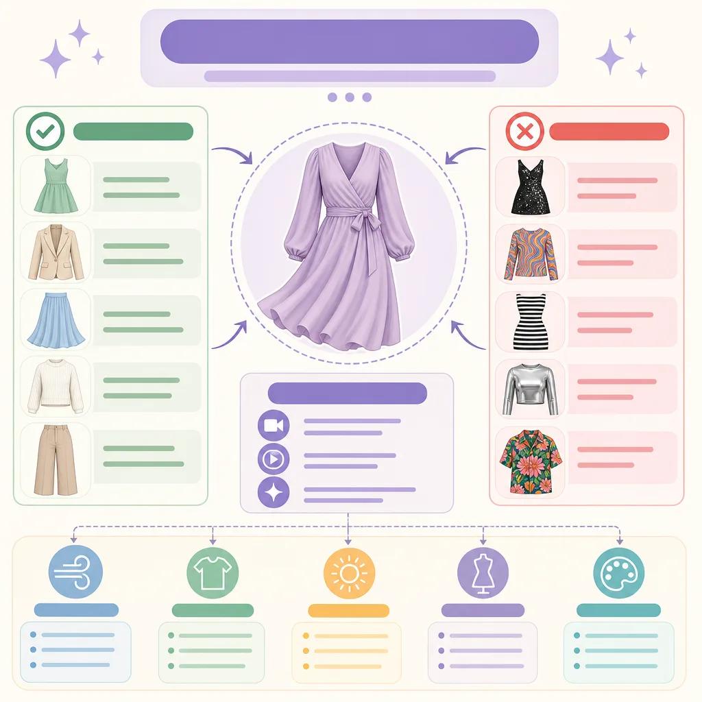 Diagram explaining best outfits for ai-generated fashion videos