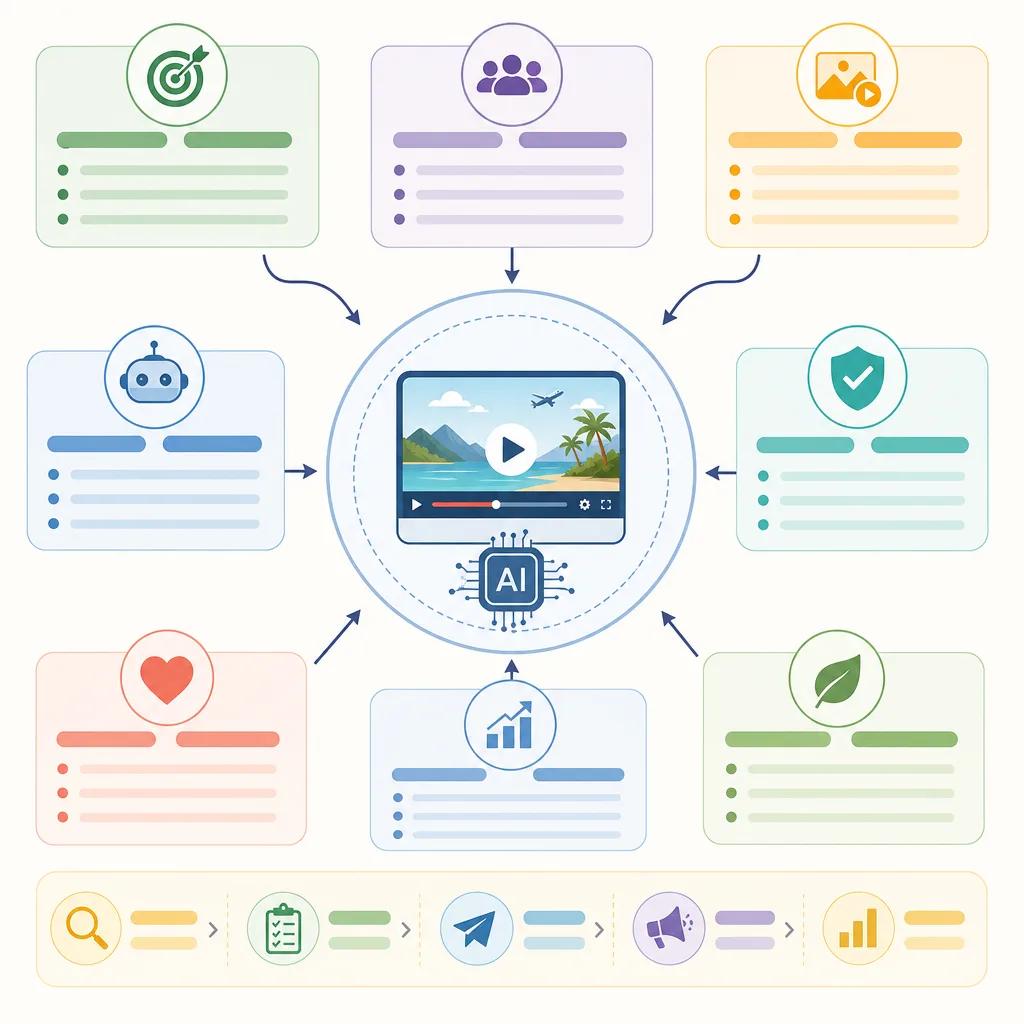 Diagram explaining best practices for ai in travel marketing videos