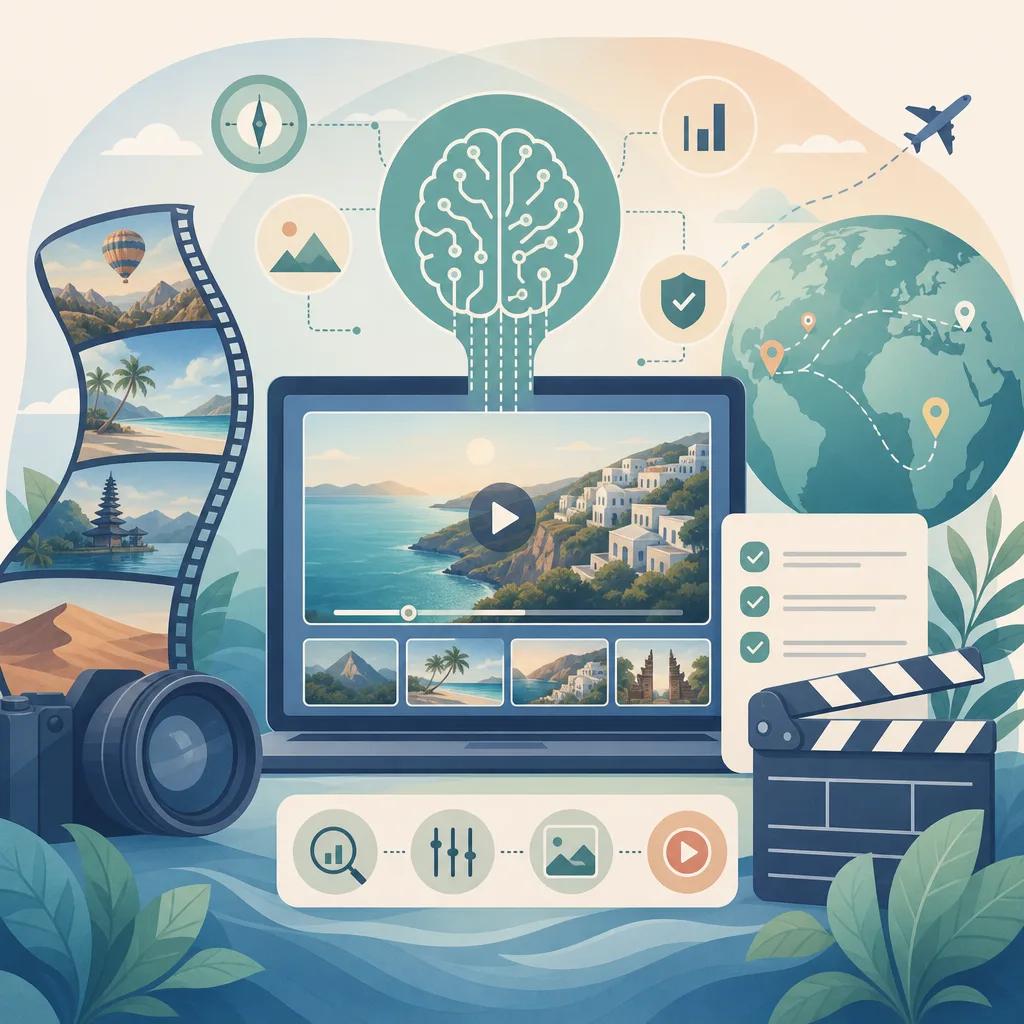 Illustration related to best practices for ai in travel marketing videos