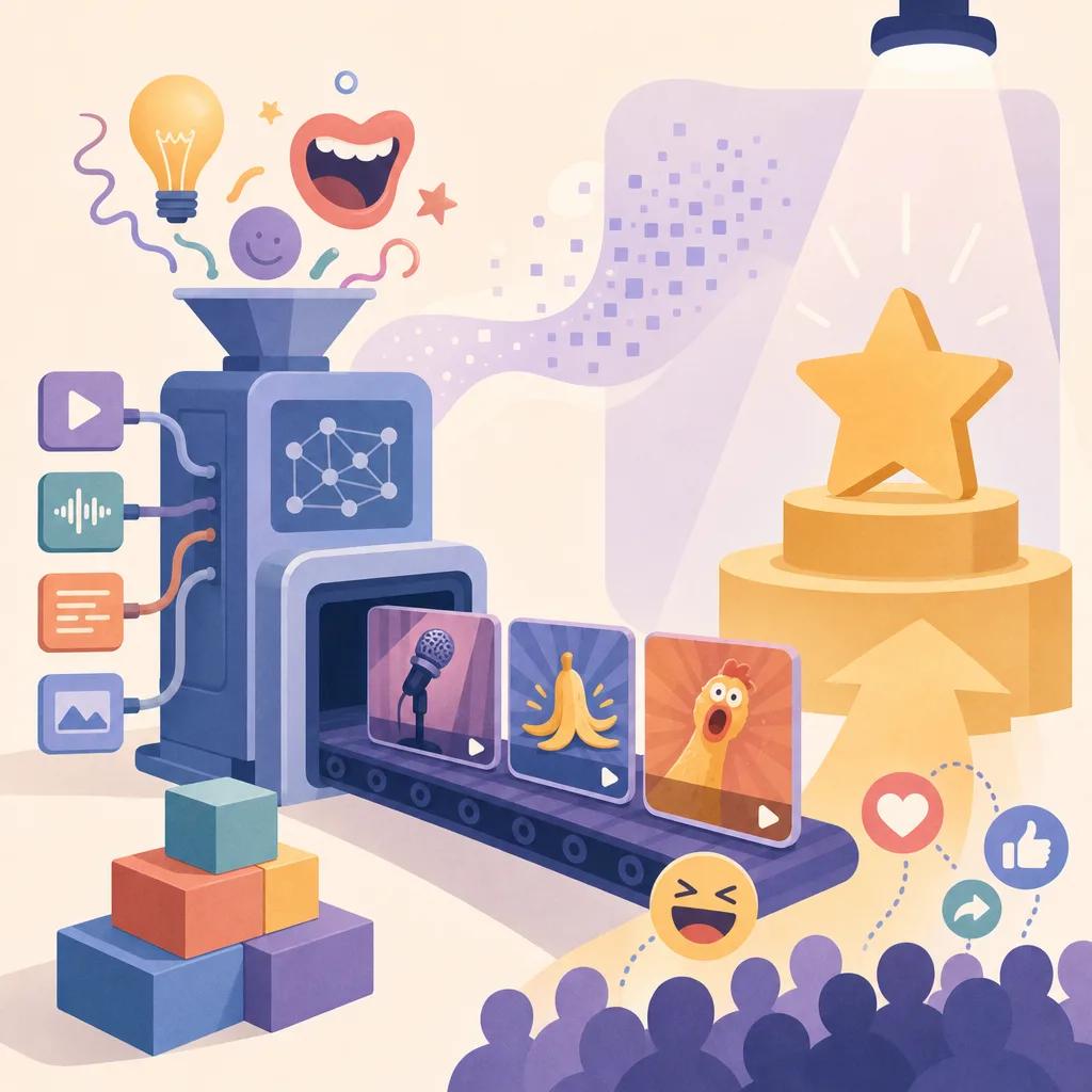 Illustration related to building a comedy brand with AI videos