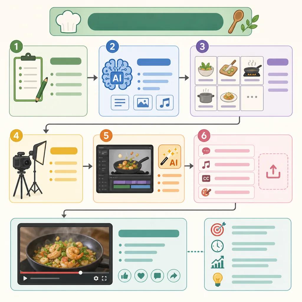 Diagram explaining how to create ai-driven cooking videos