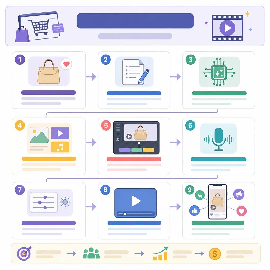 Diagram explaining how to create ai video ads for ecommerce