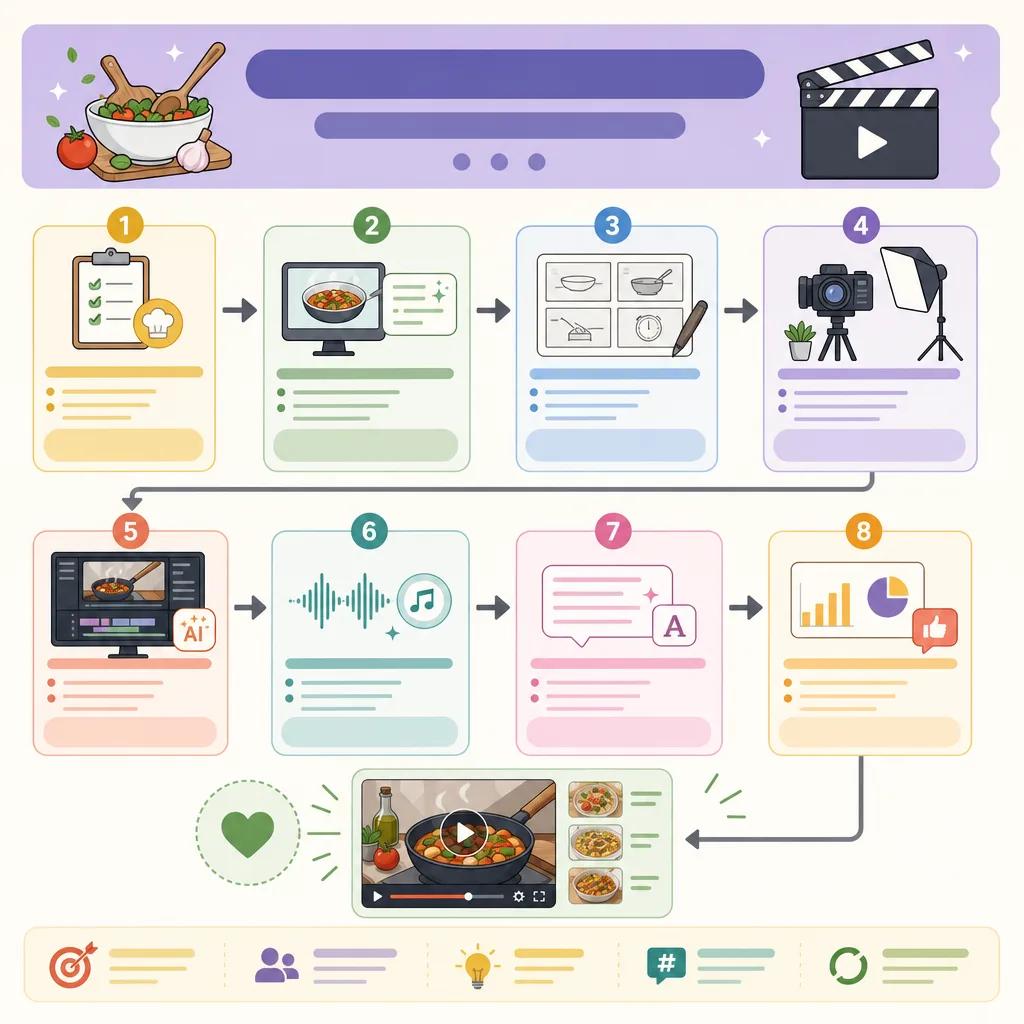 Diagram explaining how to create engaging cooking videos with ai