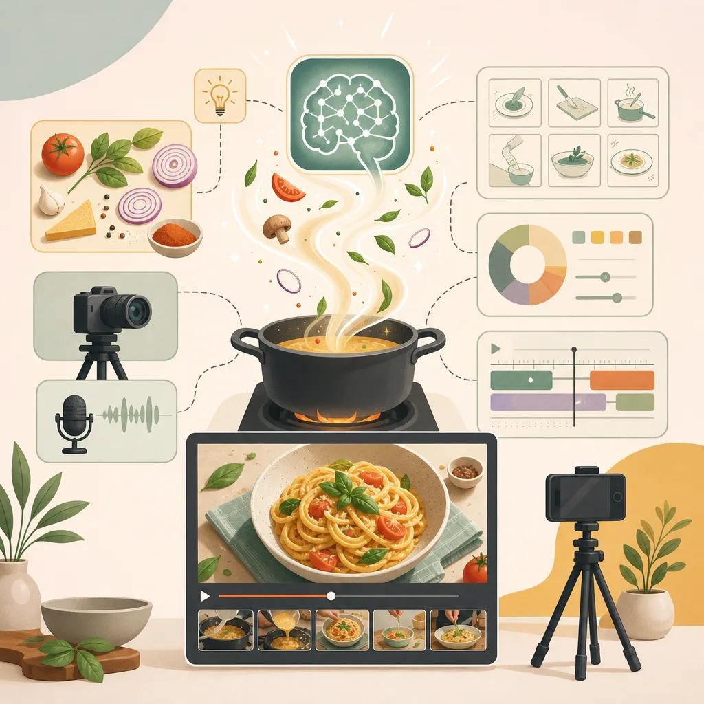 Illustration related to how to create engaging cooking videos with ai