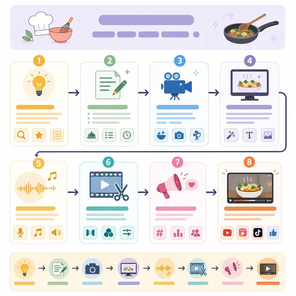 Diagram explaining creating cooking videos using ai tools