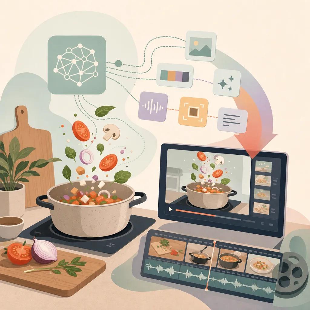 Illustration related to creating cooking videos using ai tools