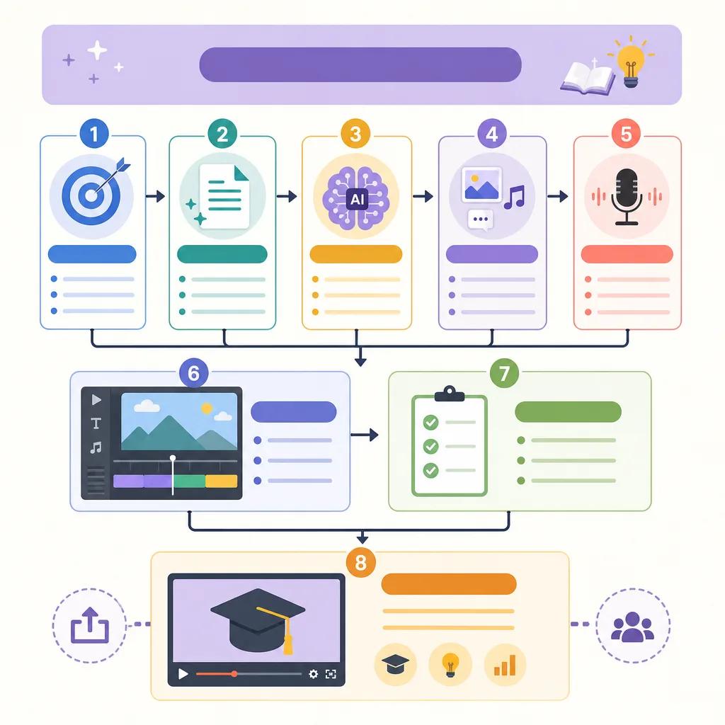 Diagram explaining creating educational videos with ai tools