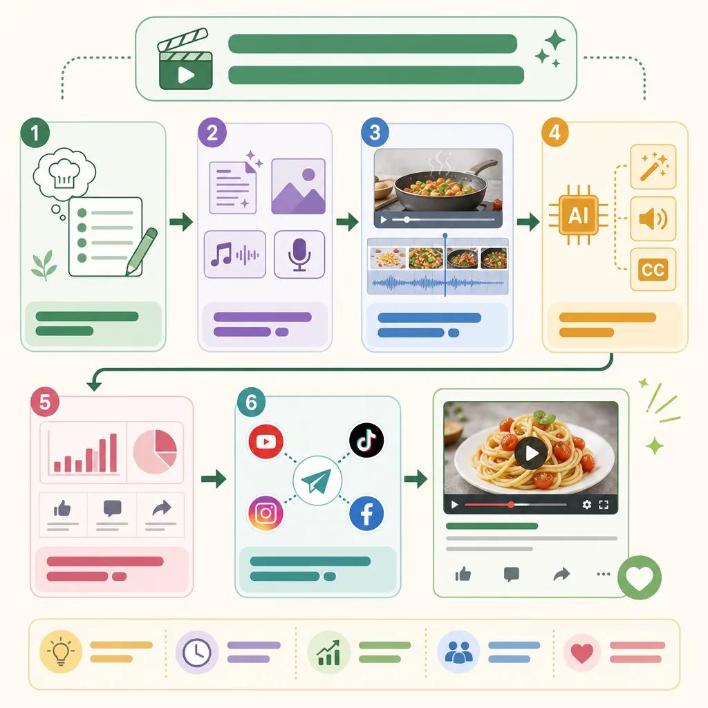 Diagram explaining creating engaging cooking videos with ai
