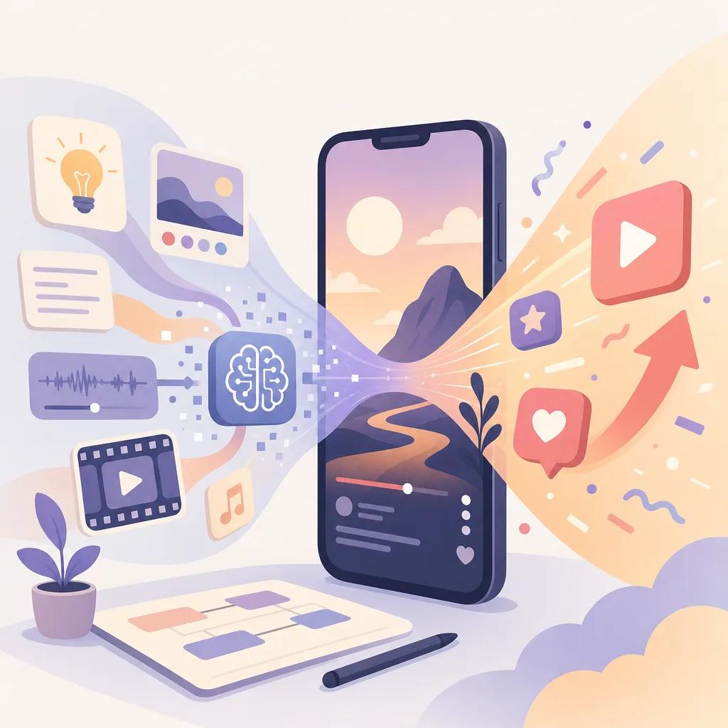 Illustration related to creating engaging youtube shorts with ai