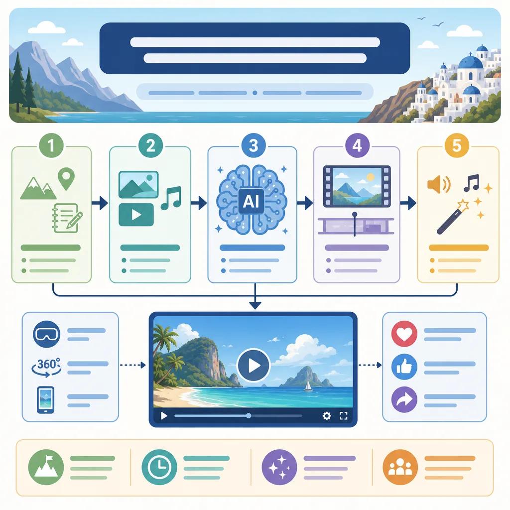 Diagram explaining creating immersive travel videos with ai