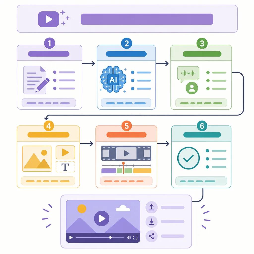 Diagram explaining how to create ai-driven explainer videos