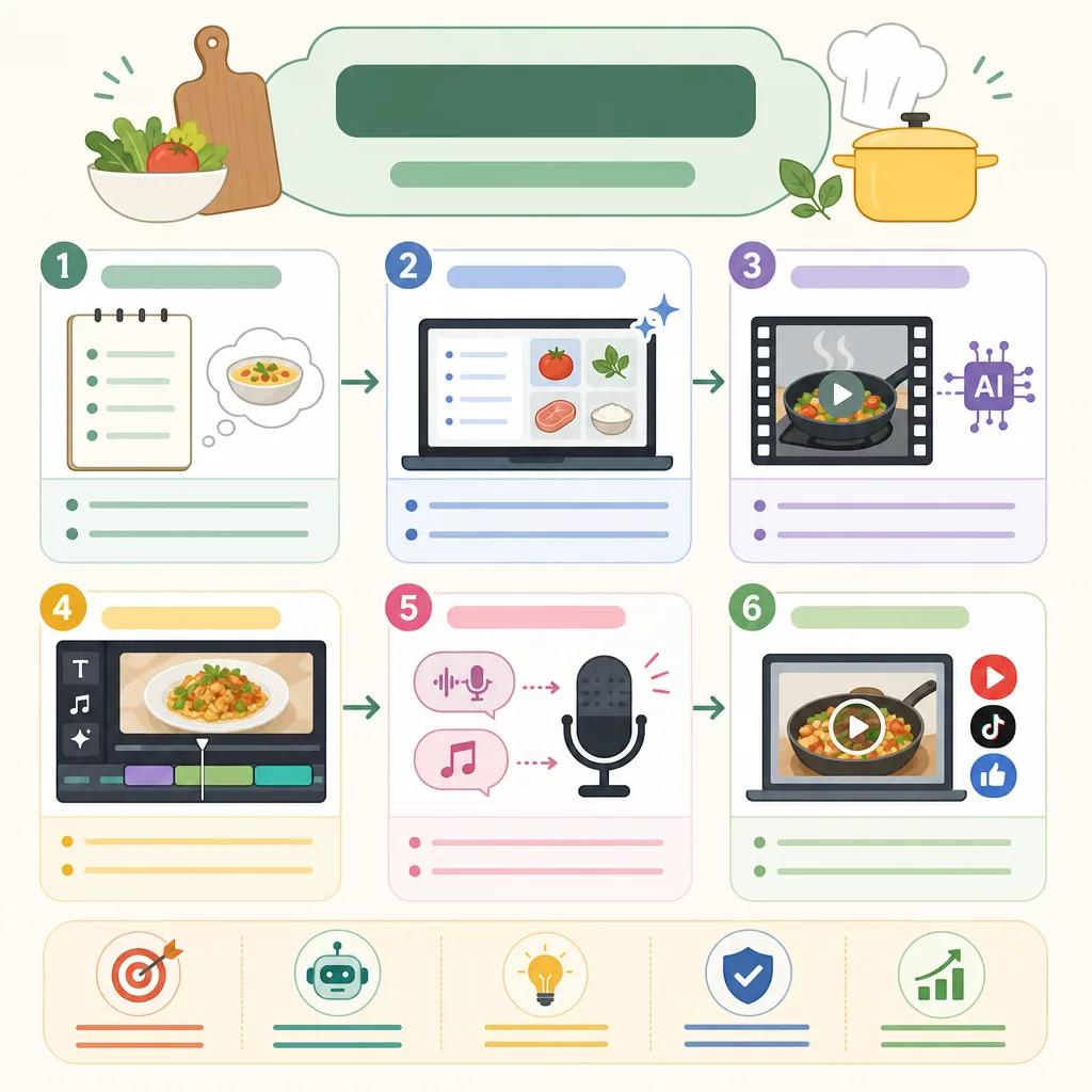 Diagram explaining how to make cooking videos with ai