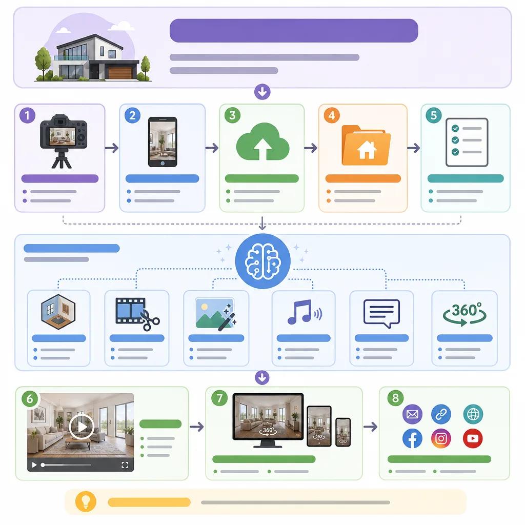 Diagram explaining how to use ai for real estate video tours