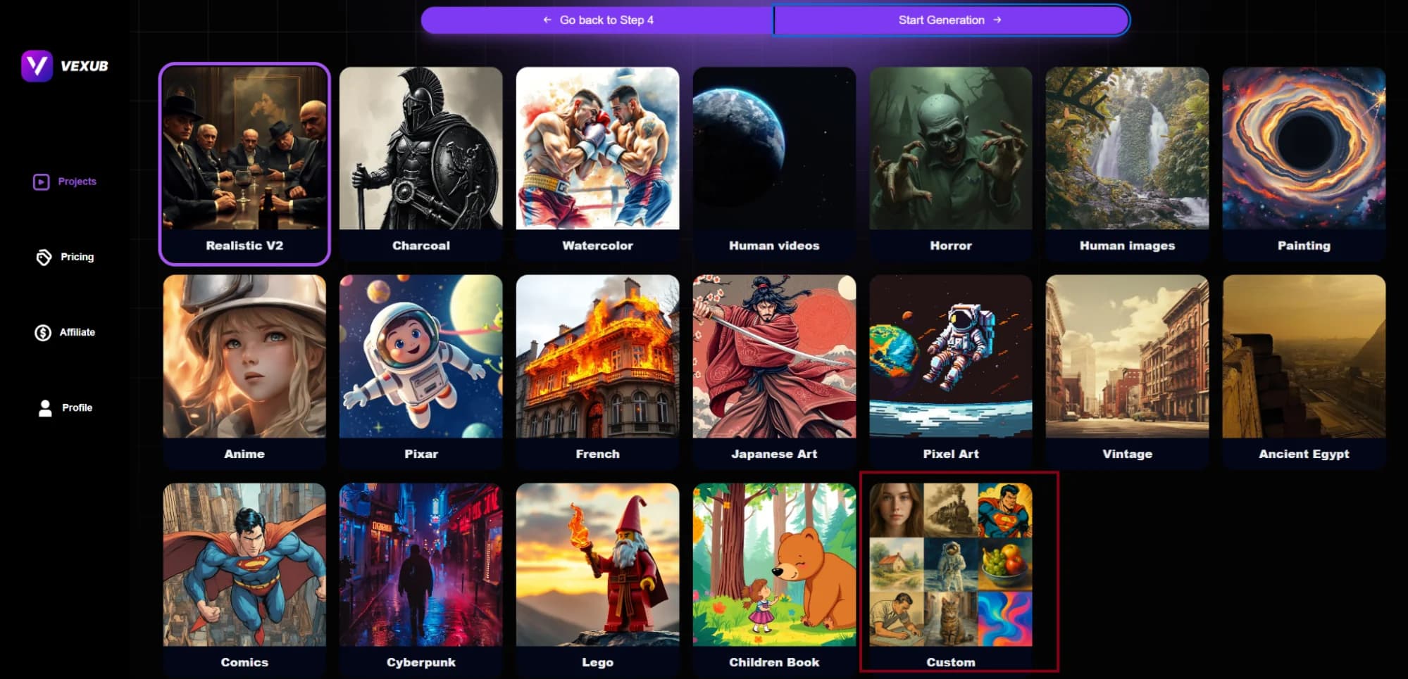 Progress bar showing video generation from an MP3 in Vexub.