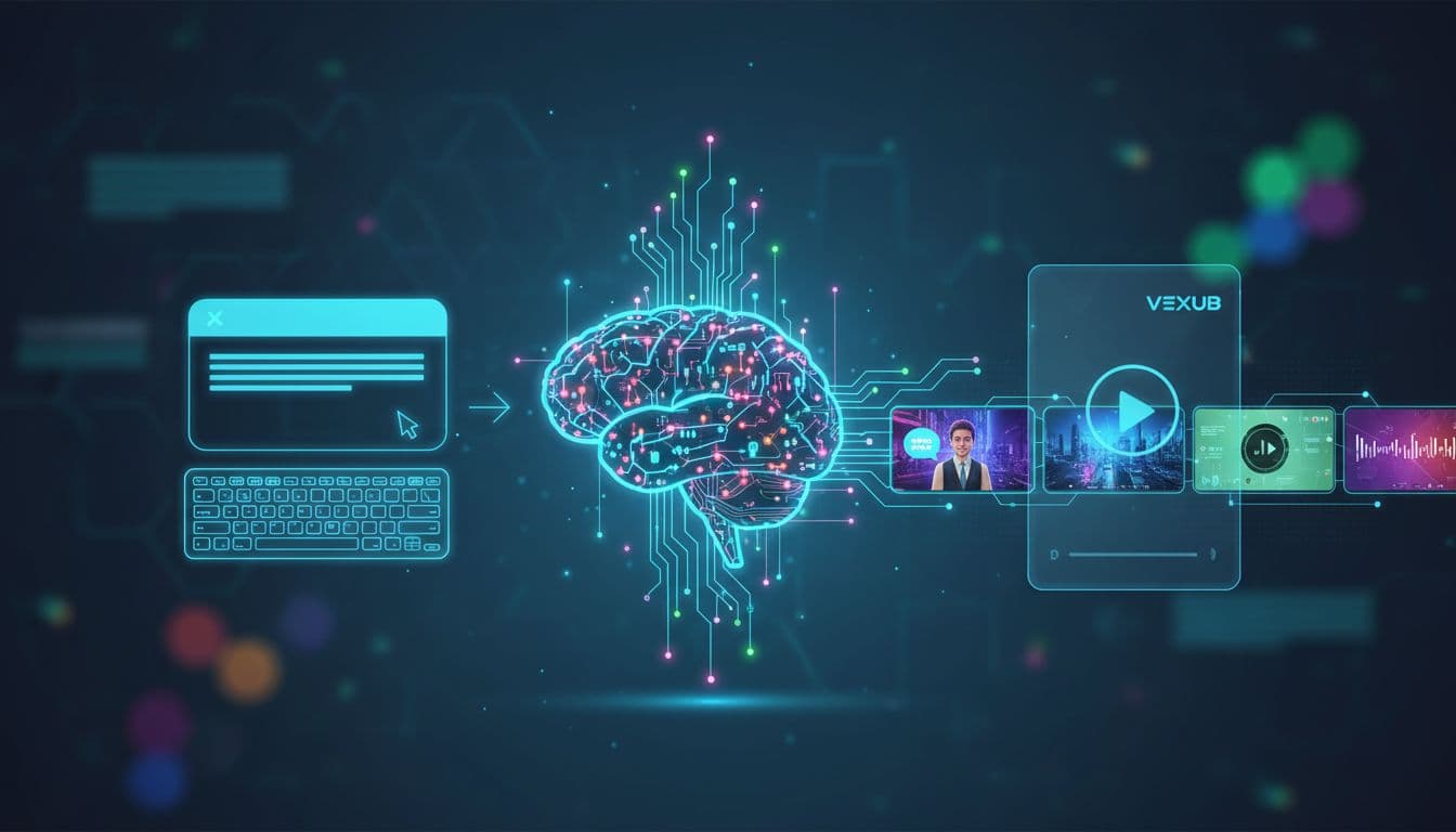 Example screenshot from Vexub demonstrating video creation steps.