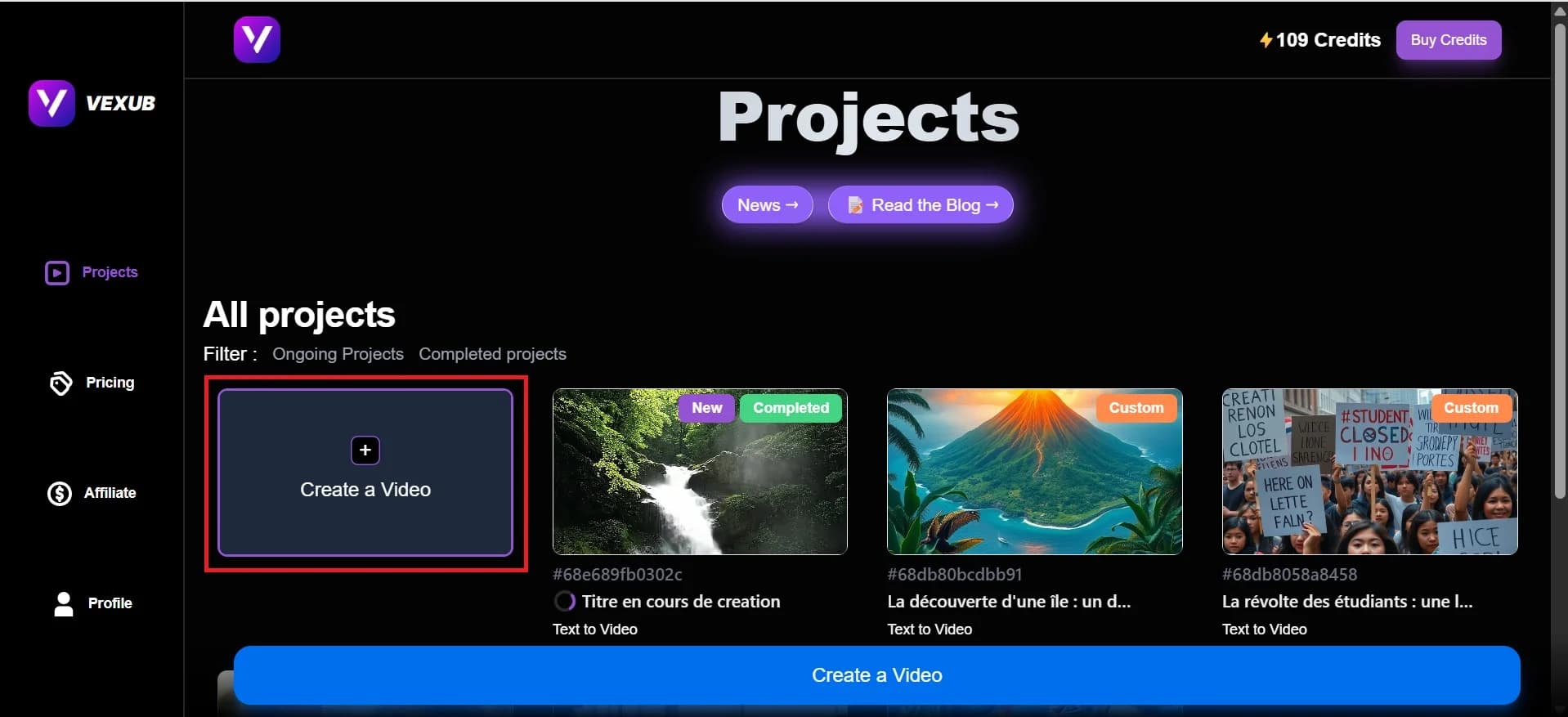 Logging into Vexub with user credentials for video project