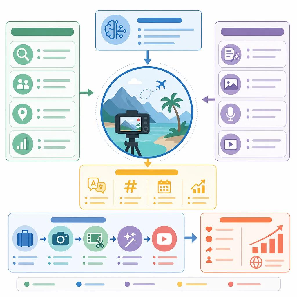 Diagram explaining ai content strategies for travel vlogs
