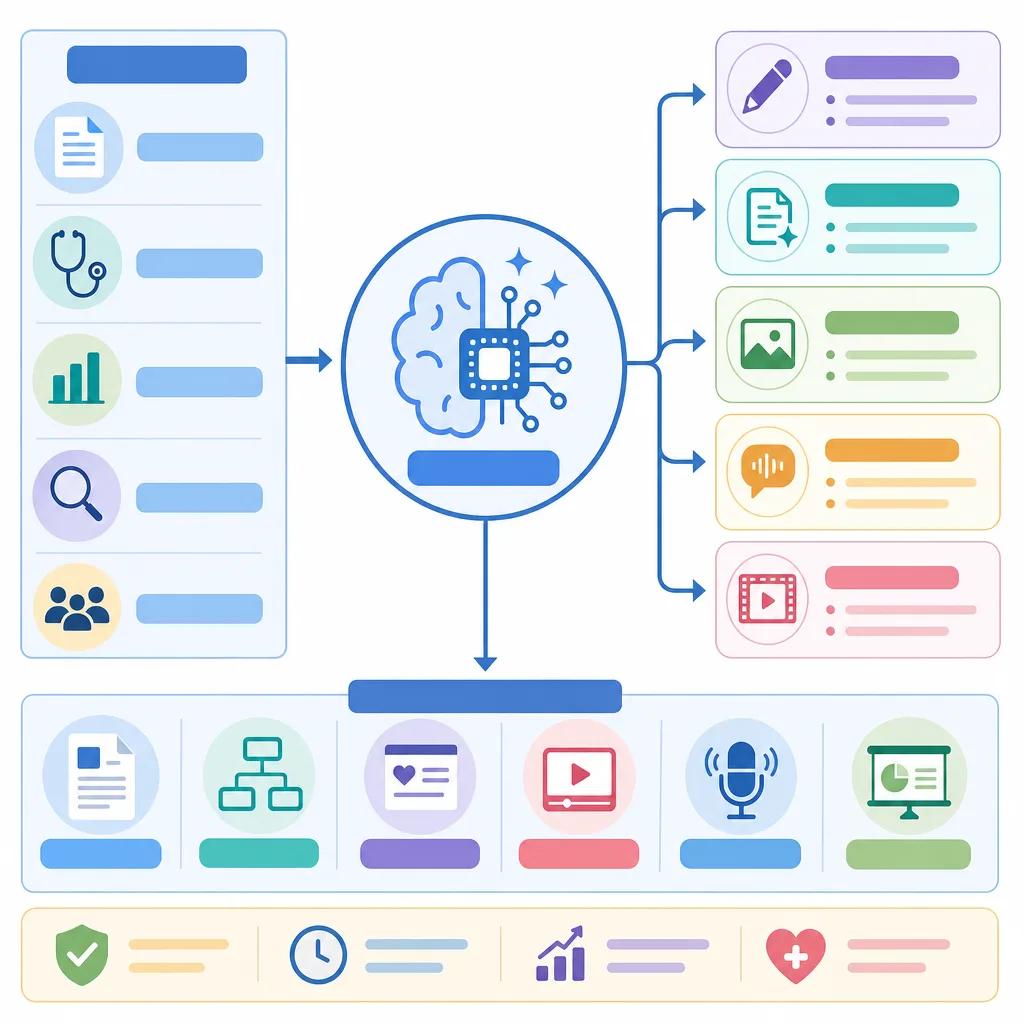 Diagram explaining ai tools for content creators in healthcare