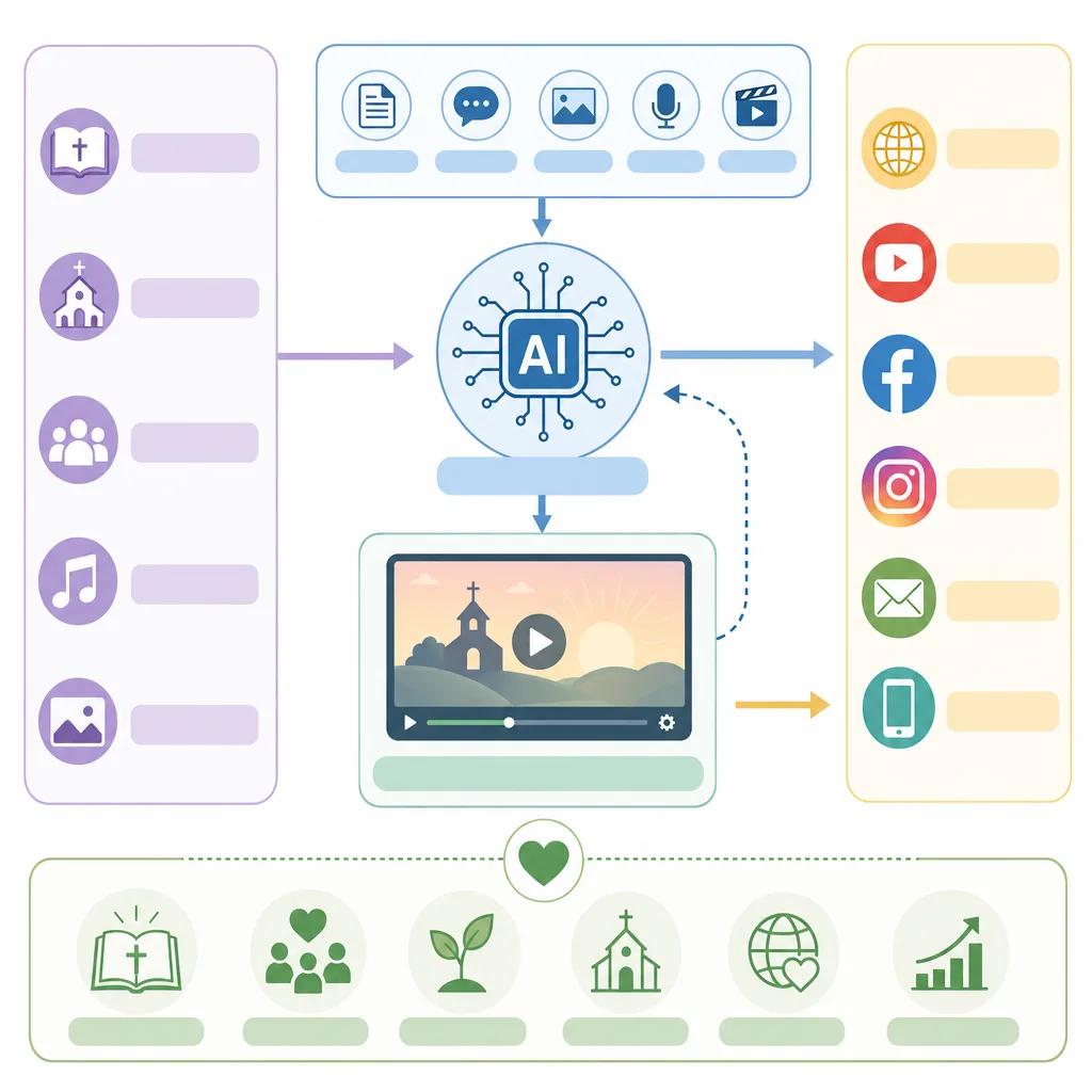 Diagram explaining ai video content for faith-based organizations