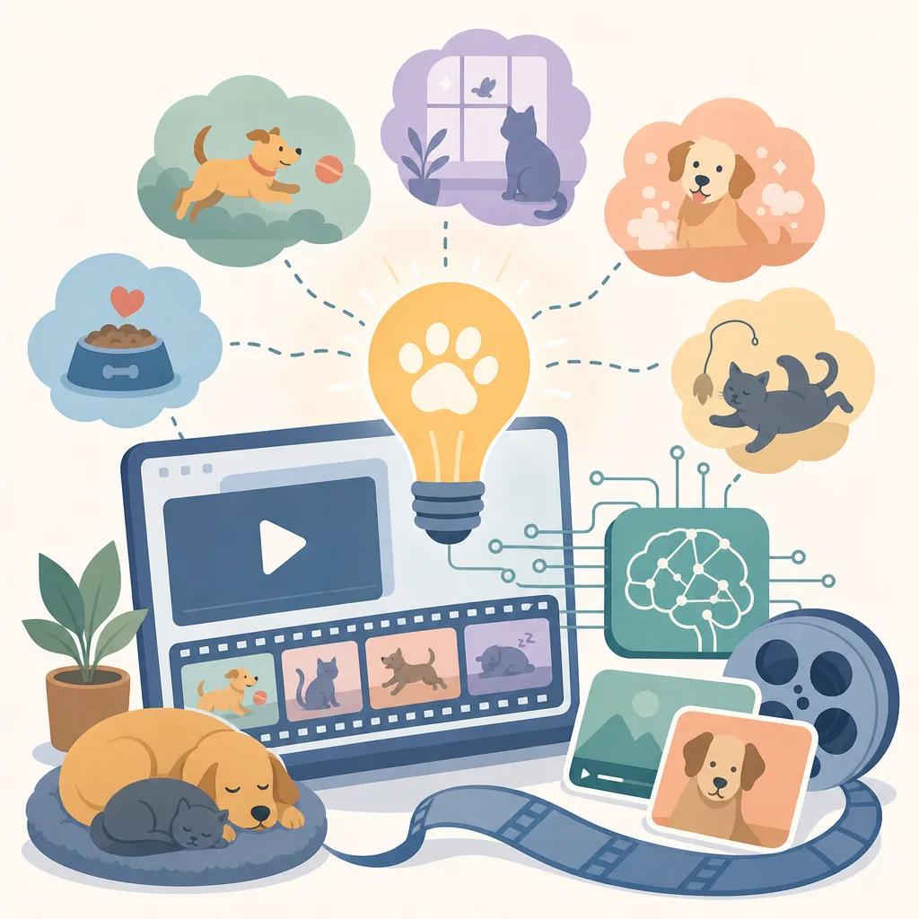 Illustration related to ai video content ideas for pet channels