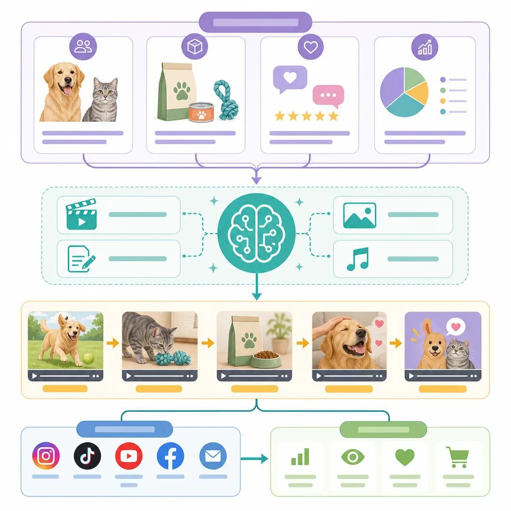 Diagram explaining ai video content for pet brands