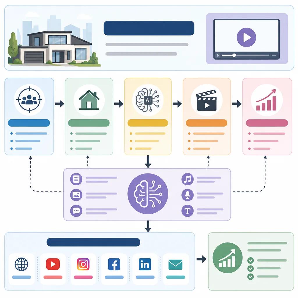 Diagram explaining AI video content strategies for real estate