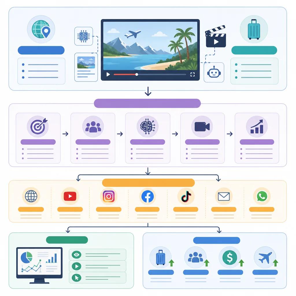 Diagram explaining ai video content strategies for travel agencies